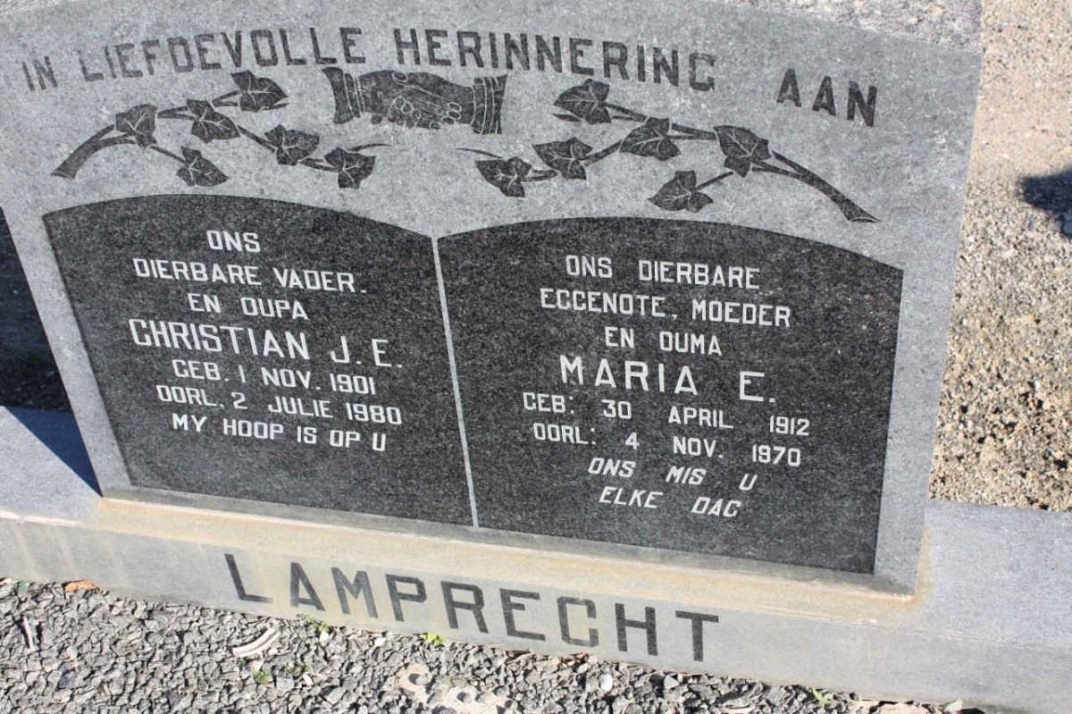 LAMPRECHT Christian J.E. 1901-1980 &amp; Maria E. 1912-1970