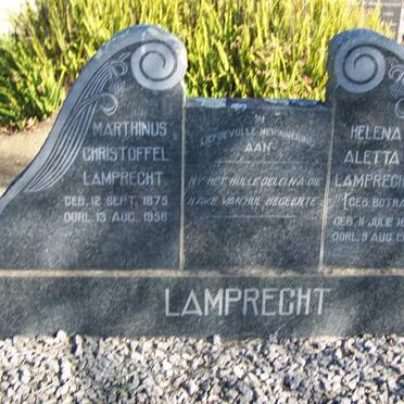 LAMPRECHT Martinus Christoffel 1875-1958  &amp; Helena Aletta BOTHA  1878-1958