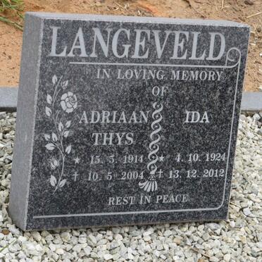 LANGEVELD Adriaan Thys 1914-2004 & Ida 1924-2012
