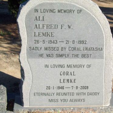 LEMKE Ali Alfred F.W. 1943-1992 &amp; Coral 1946-2009