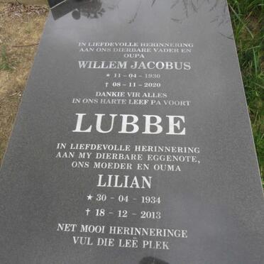 LUBBE Willem Jacobus 1930-2020 &amp; Lilian 1934-2013