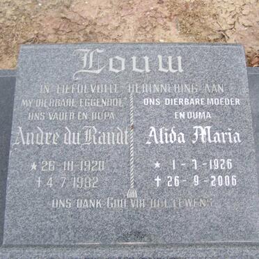LOUW Andre du Randt 1920-1982 &amp; Alida Maria 1926-2006