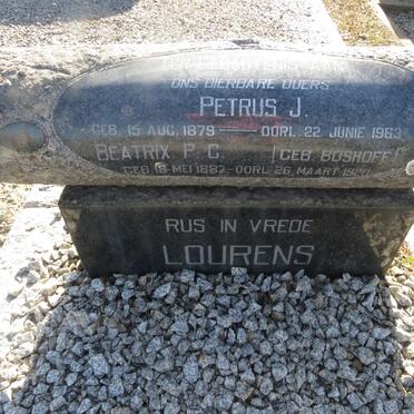 LOURENS Petrus J. 1879-1963 & Beatrix P.C. BOSHOFF 1887-1920