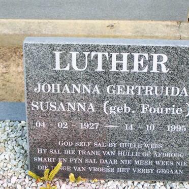 LUTHER Johanna Gertruida Susanna nee FOURIE 1927-1995
