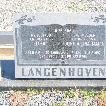 LANGENHOVEN Elisa J. 1916-1984 &amp; Sophia Dina Maria 1924-1997