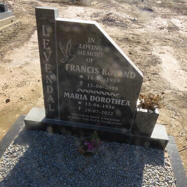 LEVENDAL Francis Roland 1939-2008 &amp; Maria Dorothea 1936-2022