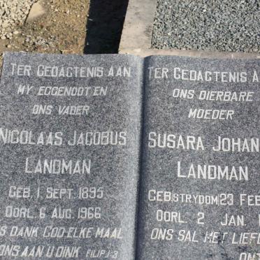 LANDMAN Nicolaas Jacobus 1895-1966 &amp; Susara Johanna STRYDOM 1894-1986