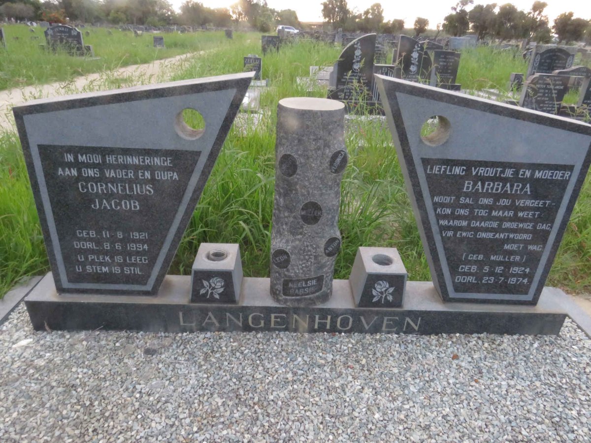 LANGENHOVEN Cornelius Jacob 1921-1994 - Barbara MULLER 1924-1974