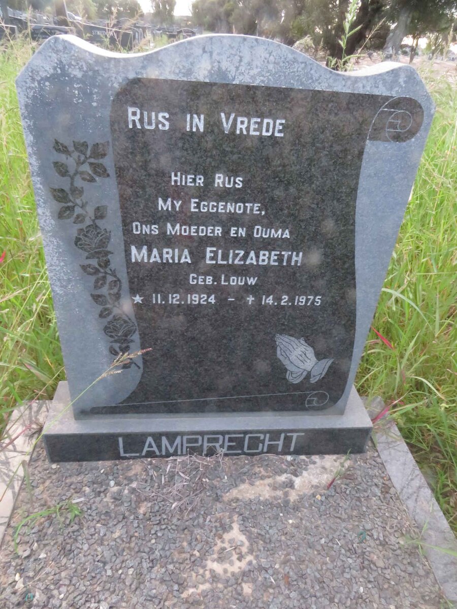LAMPRECHT Maria Elizabeth nee LOUW 1924-1975 :: LAMPRECHT Maruis 1948-1984 _1