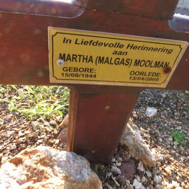 MOOLMAN Martha nee MALGAS 1944-2009