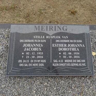 MEIRING Johannes Jacobus 1933-2016 &amp; Esther Johanna Dorothea 1934-2016