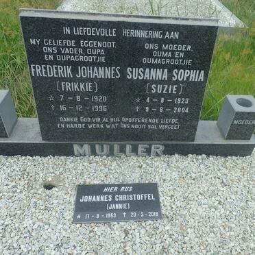 MULLER Frederik Johannes 1920-1996 & Susanna Sophia 1923-2004 :: MULLER Johannes Christoffel 1953-2018