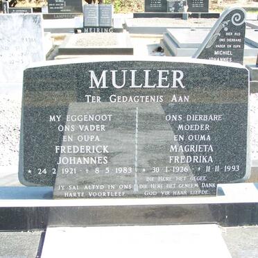 MULLER Frederick Johannes 1921-1983 &amp; Magrieta Fredrika 1926-1993
