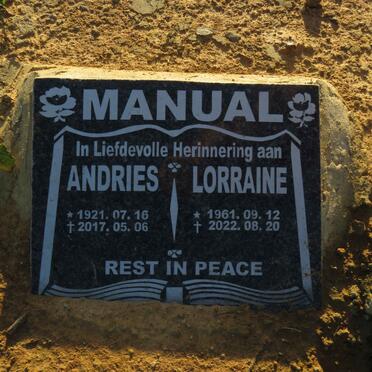 MANUAL Andries 1921-2017 & Lorraine 1961-2022