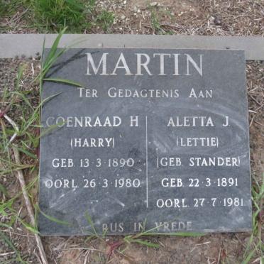 MARTIN Coenraad H. 1890-1980 & Aletta J. STANDER 1891-1981