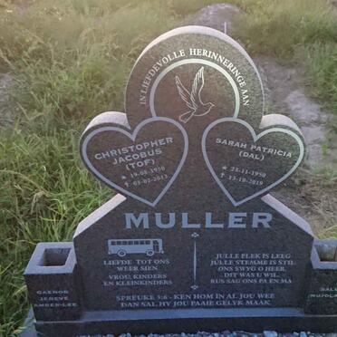 MULLER Christopher Jacobus 1950-2013 & Sarah Patricia 1950-2019