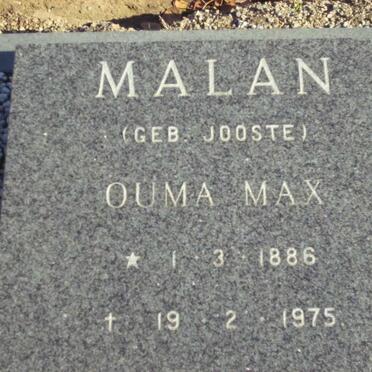 MALAN Max nee JOOSTE 1886-1975