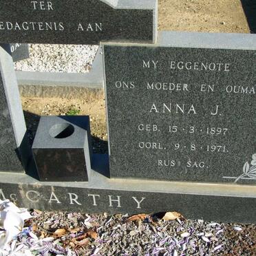 McCARTHY William F.S. 1894-1981 &amp; Anna J. 1897-1971