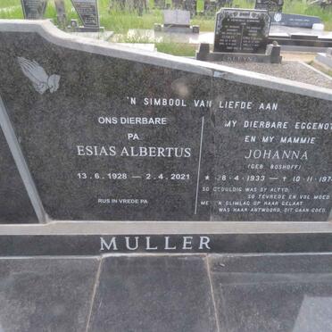 MULLER Esias Albertus 1928-2021 & Johanna BOSHOFF 1933-1974