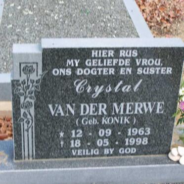 MERWE Crystal, van der nee KONIK 1963-1998