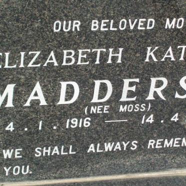 MADDERSON Elizabeth Kathleen nee MOSS 1916-1997