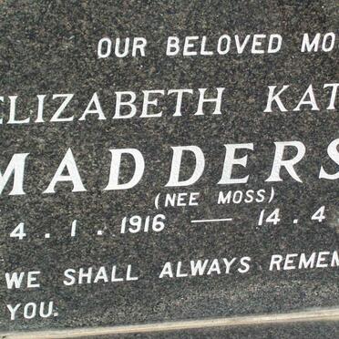 MADDERSON Elizabeth Kathleen nee MOSS 1916-1997