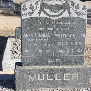 MULLER Willem J. 1882-1956 &amp; Anna E. BARNARD 1896-1955