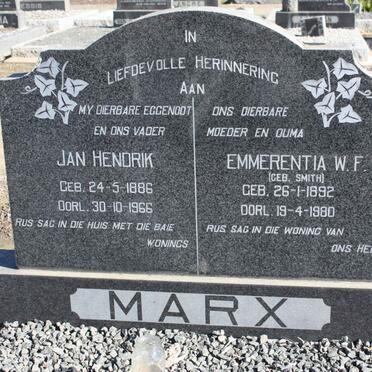 MARX Jan Hendrik 1886-1966 &amp; Emmerentia W.F. SMITH 1892-1980