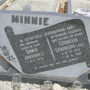 MINNIE Dawid Johannes 1938- &amp; Cornelia Gertruida 1937-1994