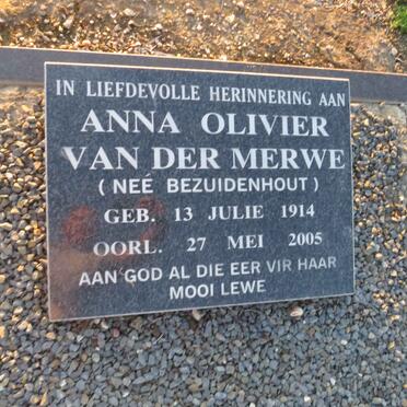 MERWE Anna Olivier, van der nee BEZUIDENHOUT 1914-2005