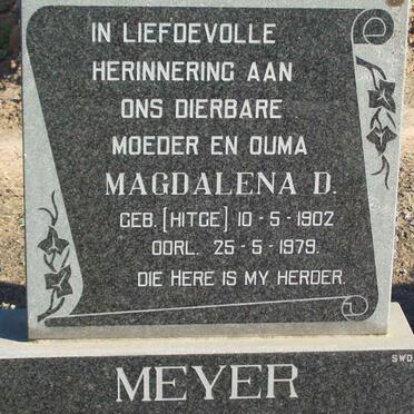 MEYER Magdalena D. nee HITGE 1902-1979
