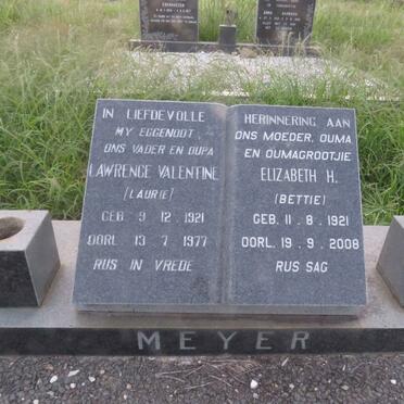MEYER Lawrence Valentine 1921-1977  & Elizabeth H. 1921-2008