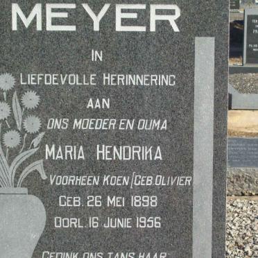 MEYER Maria Hendrika voorheen KOEN nee OLIVIER 1898-1956