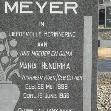 MEYER Maria Hendrika voorheen KOEN nee OLIVIER 1898-1956
