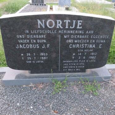 NORTJE Jacobus J.F. 1903-1987 & Christina E. NOLAN 1913-1982