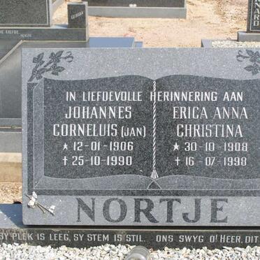 NORTJE Johannes Cornelius 1906-1990 &amp; Erica Anna Christina 1908-1998