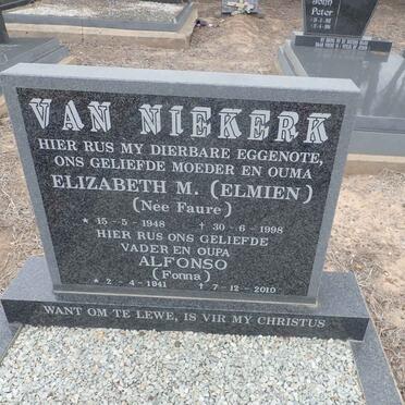 NIEKERK Alfonso, van 1941-2010 & Elizabeth M. FAURE 1948-1998
