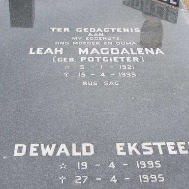 NORTJE Leah Magdalena nee POTGIETER 1921-1995 :: NORTJE Dewald Eksteen 1995-1995
