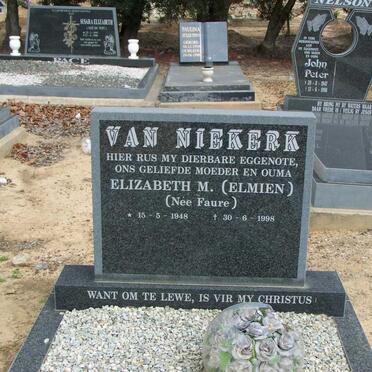 NIEKERK Elizabeth M., van nee FAURE 1948-1998