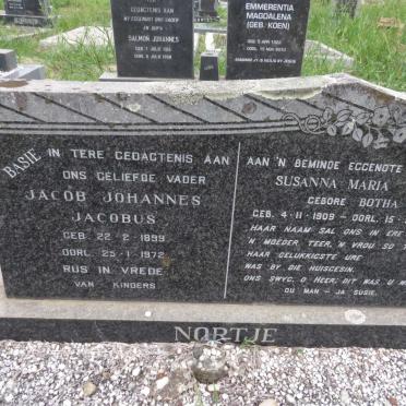 NORTJE Jacob Johannes Jacobus 1899-1972 &amp; Susanna Maria BOTHA 1909-1968