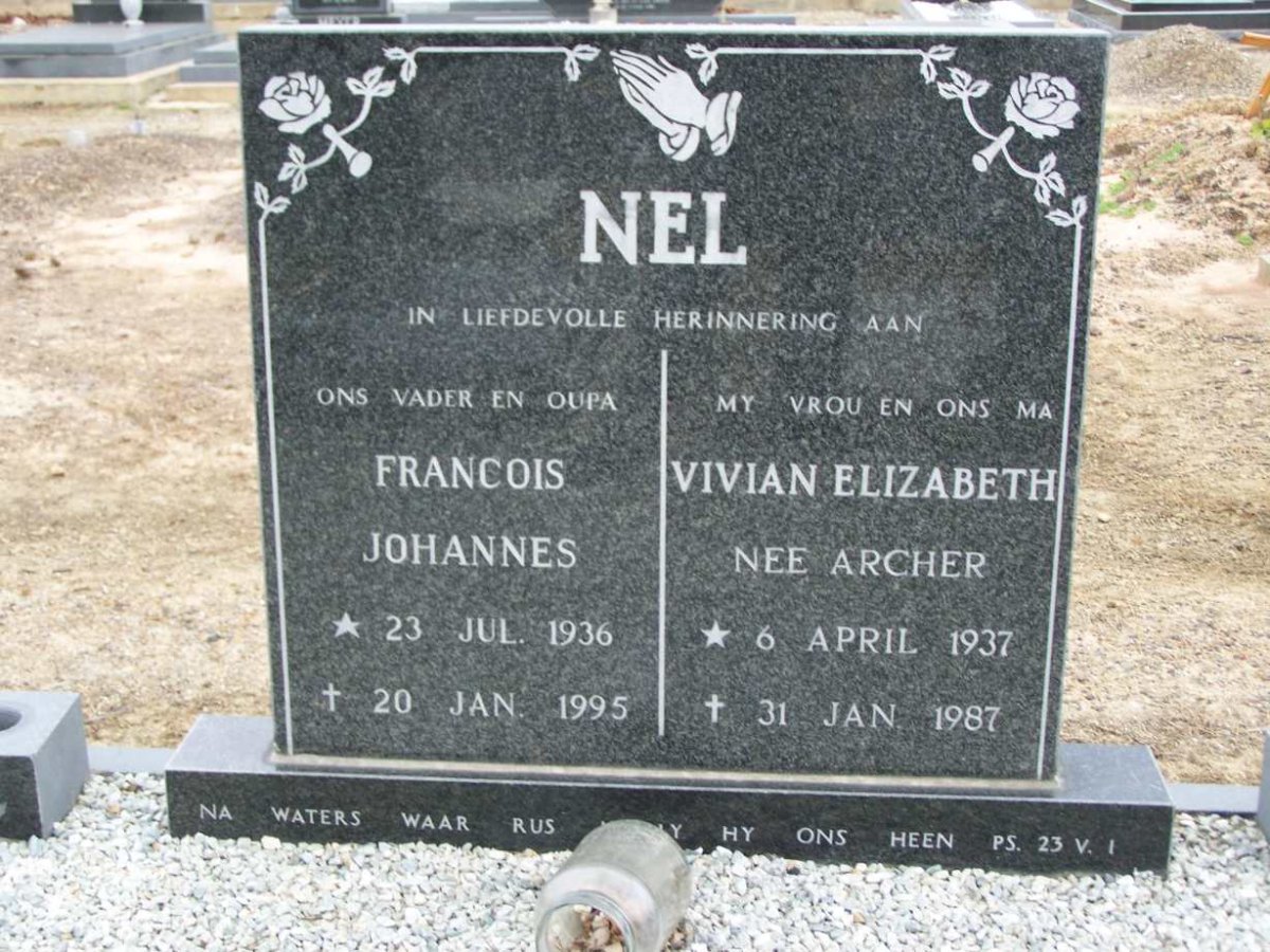 NEL Francois Johannes 1936-1995 &amp; Vivian Elizabeth ARCHER 1937-1987