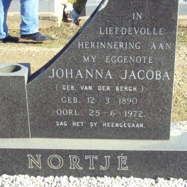 NORTJE Johanna Jacoba nee VAN DER BERGH 1890-1972