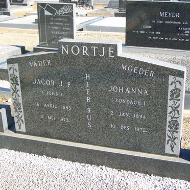 NORTJE Jacob J.P. 1885-1973 &amp; Johanna ZONDAGH 1894-1972