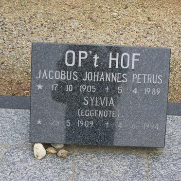 OP'T HOF Jacobus Johannes Petrus 1905-1989 &amp; Sylvia 1909-1994