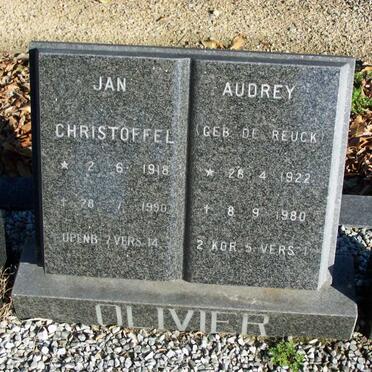 OLIVIER Jan Christoffel 1918-1990 &amp; Audrey DE REUCK 1922-1980