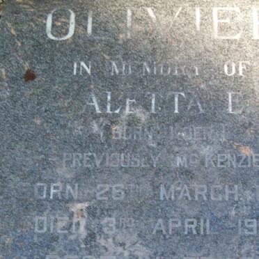 OLIVIER Aletta E. previously Mc KENZIE 1895-1974