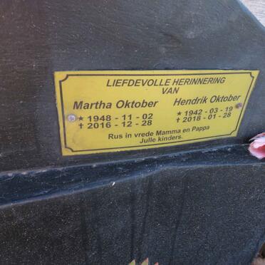 OKTOBER Hendrik 1942-2018 & Martha 1948-2016