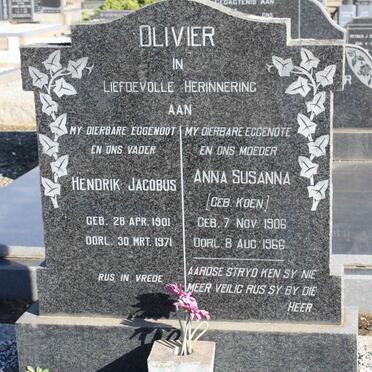 OLIVIER Hendrik Jacobus 1901-1971 &amp; Anna Susanna KOEN 1906-1966
