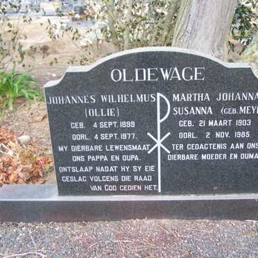 OLDEWAGE Johannes Wilhelmus 1899-1977 &amp; Martha Johanna Susanna MEYER 1903-1985