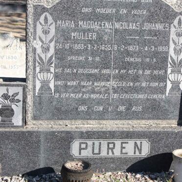 PUREN Nicolaas Johannes 1873-1959 &amp; Maria Magdalena MULLER 1883-1955